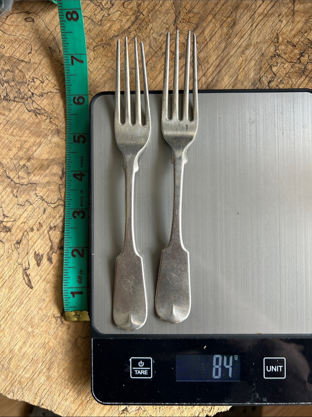 84 grams coin silver 7 inch pair of dinner Forks .900 coin silver